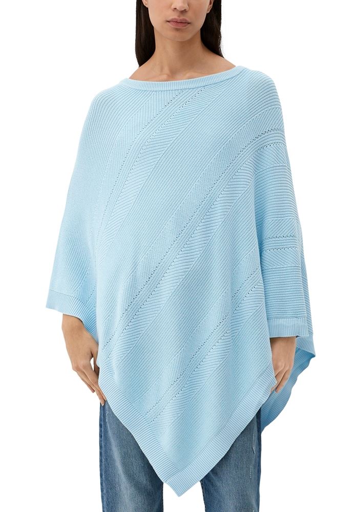 s.Oliver Strickponcho aus Viskosemix weiß, blau, orange S13  2128002 