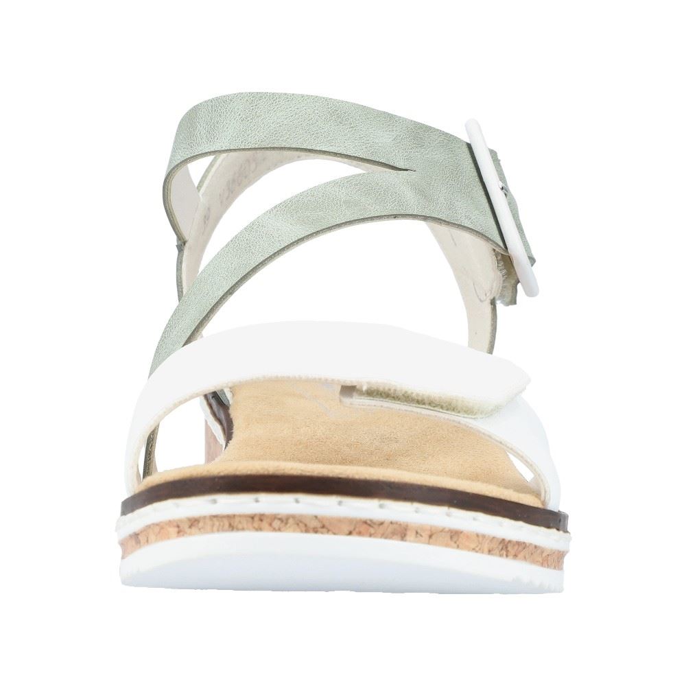 Rieker Sandalette Keilabsatz mintgrün perlweiß V3660-52 