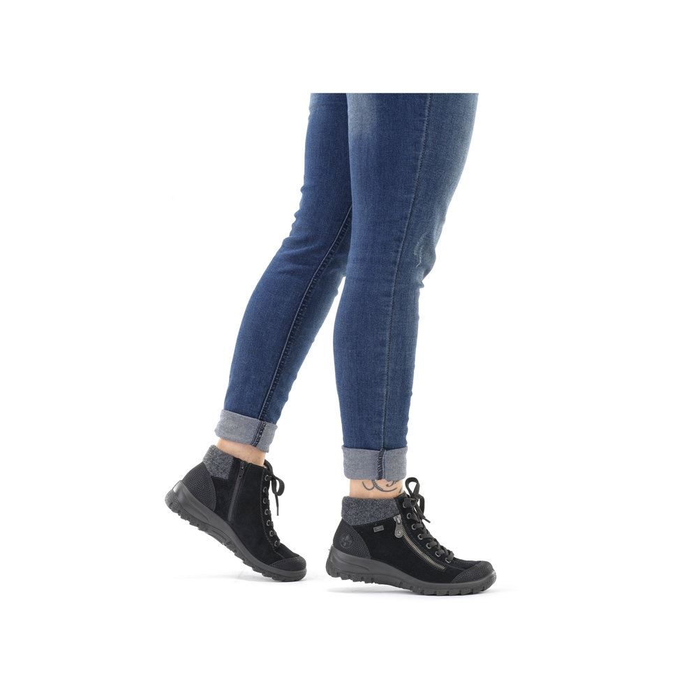 Rieker Antistress Schnürschuh  Rauleder RiekerTEX- Membran schwarz S21 L7132-01 