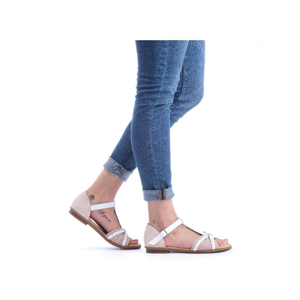 Rieker Antistress Damen Riemchensandalette Fersenkappe rosa S12 64250-92 38 | hellrosa/weiss/ | F
