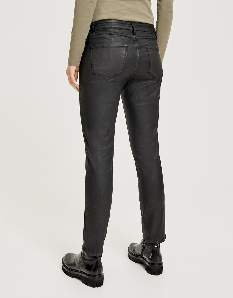 OPUS Jeans Emily Zip Coated grün und schwarz S22 242175840100 