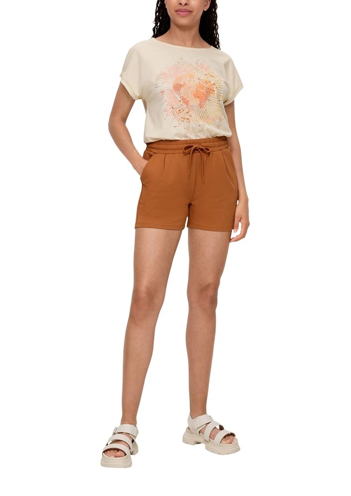 QS designed by Jersey-Shirt mit Frontprint weiß, orange S13  2131396 