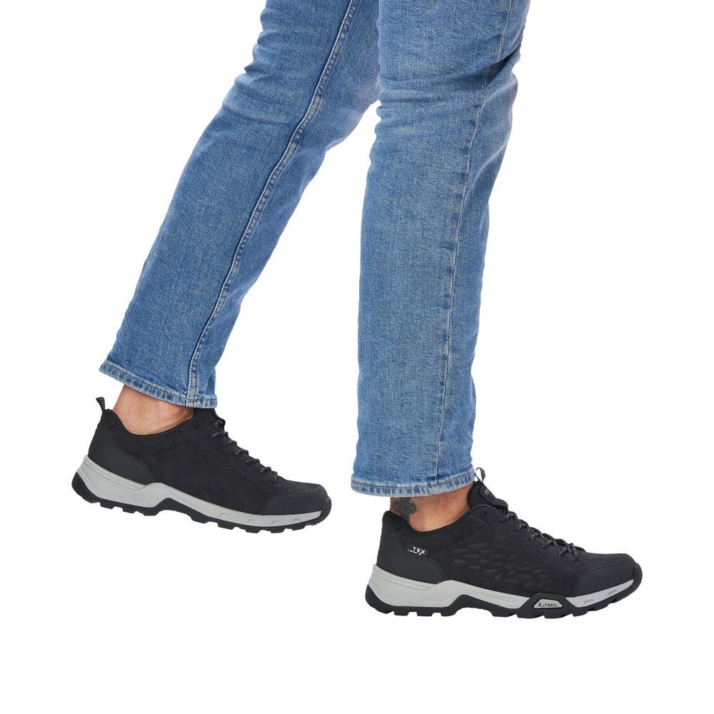 Rieker Antistress Herren Schnürhalbschuh Trekkingschuh TEX- Membran Wechselfußbett schwarz S22 16601-00 