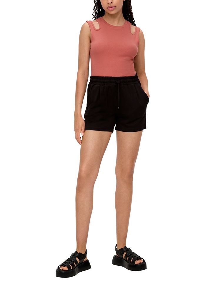 QS designed by Regular: Shorts aus Viskosemix orange, schwarz S13  2131211 