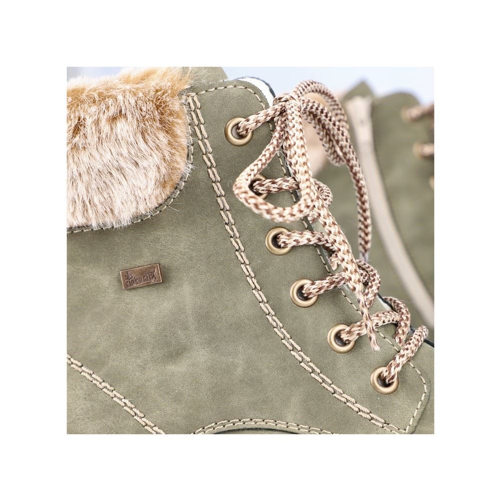 Rieker Antistress Damen Schnürboot Schnürstiefelette TEX- Membran Warmfutter Kunstfell grün S22 Y9100-54 