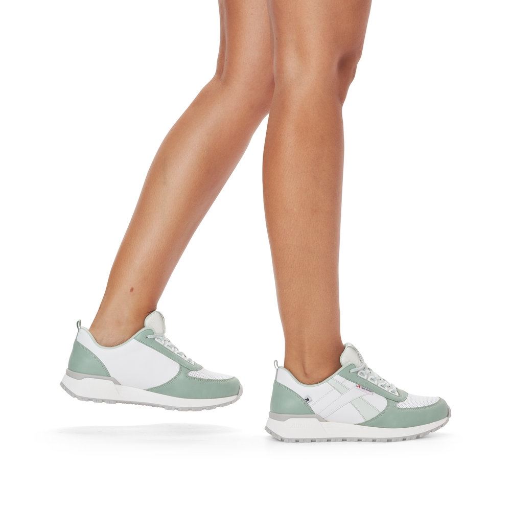 Rieker EVOLUTION Damen Sneaker Leder Wechselfußbett weiß S13 W0602-80 40 | peppermint/spor | F