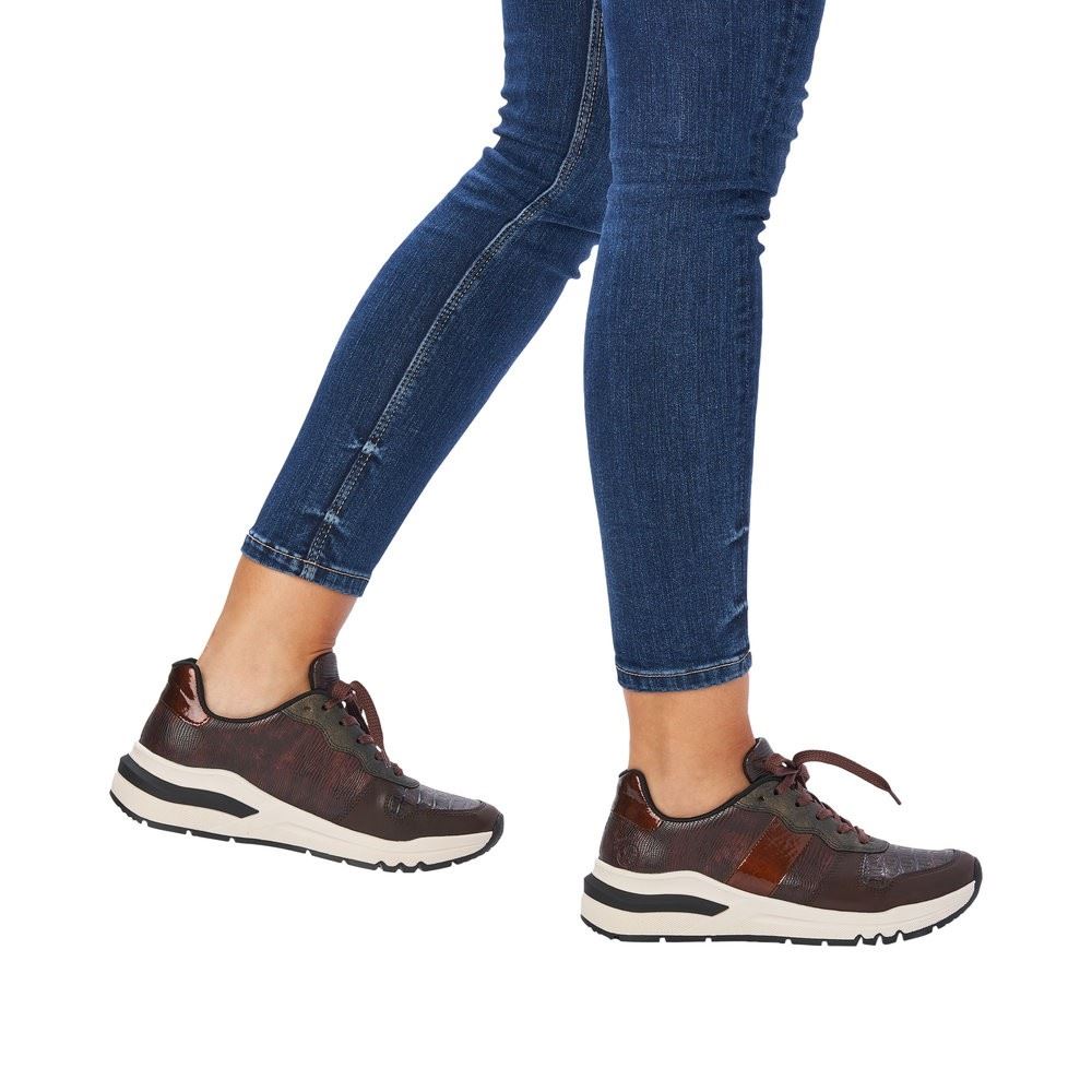 Rieker Antistress Damen Schnürhalbschuh Sneaker Keilsohle Wechselfußbett braun S22 M6602-25 