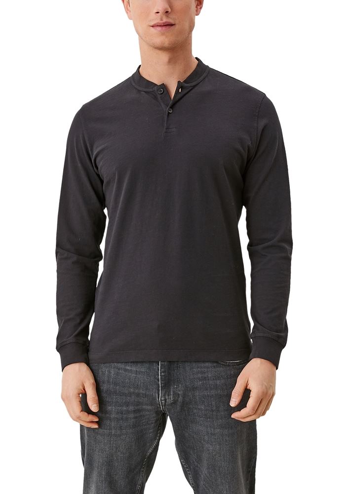 s.Oliver Henley- Shirt langarm blau schwarz S12  2116858 