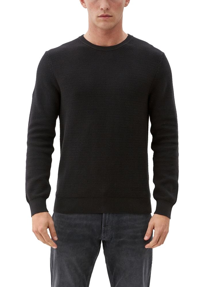 s.Oliver Herren Pullover Baumwollstrick Rundhals- Ausschnitt weiß,blau,schwarz S22  2118085 XXL | 0240 WHITE | 