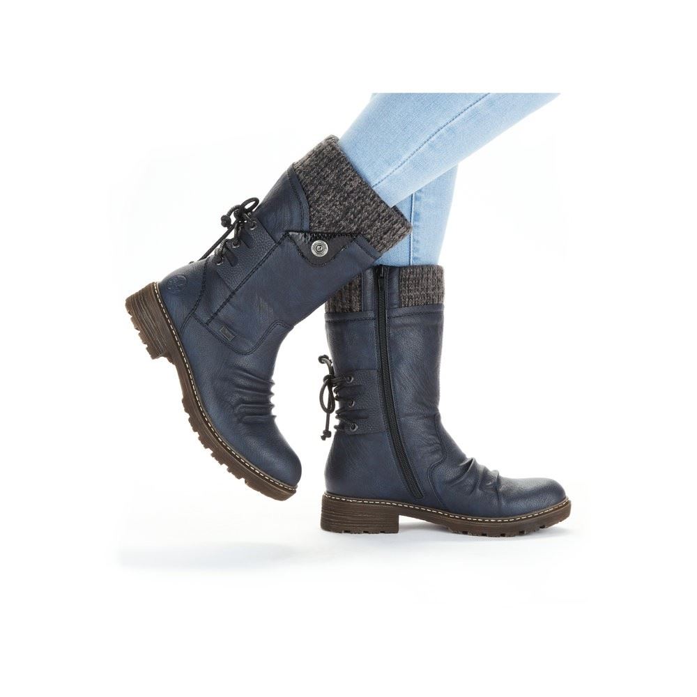 Rieker Antistress Damen Stiefel TEX- Membran Strickbund blau S22 Z4750-15 