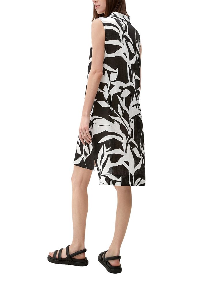 s.Oliver Leinenkleid mit V-Ausschnitt schwarz S13  2131869 