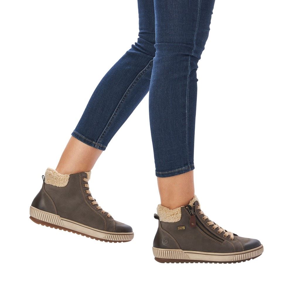 Remonte Damen Schnürschuh Sneaker High Leder TEX- Membrane Wechselfußbett grau S22 D0770-45 