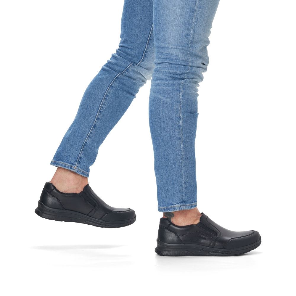 Rieker Antistress Herren Slipper Leder Extraweite Wechselfußbett schwarz S13 14850-01 