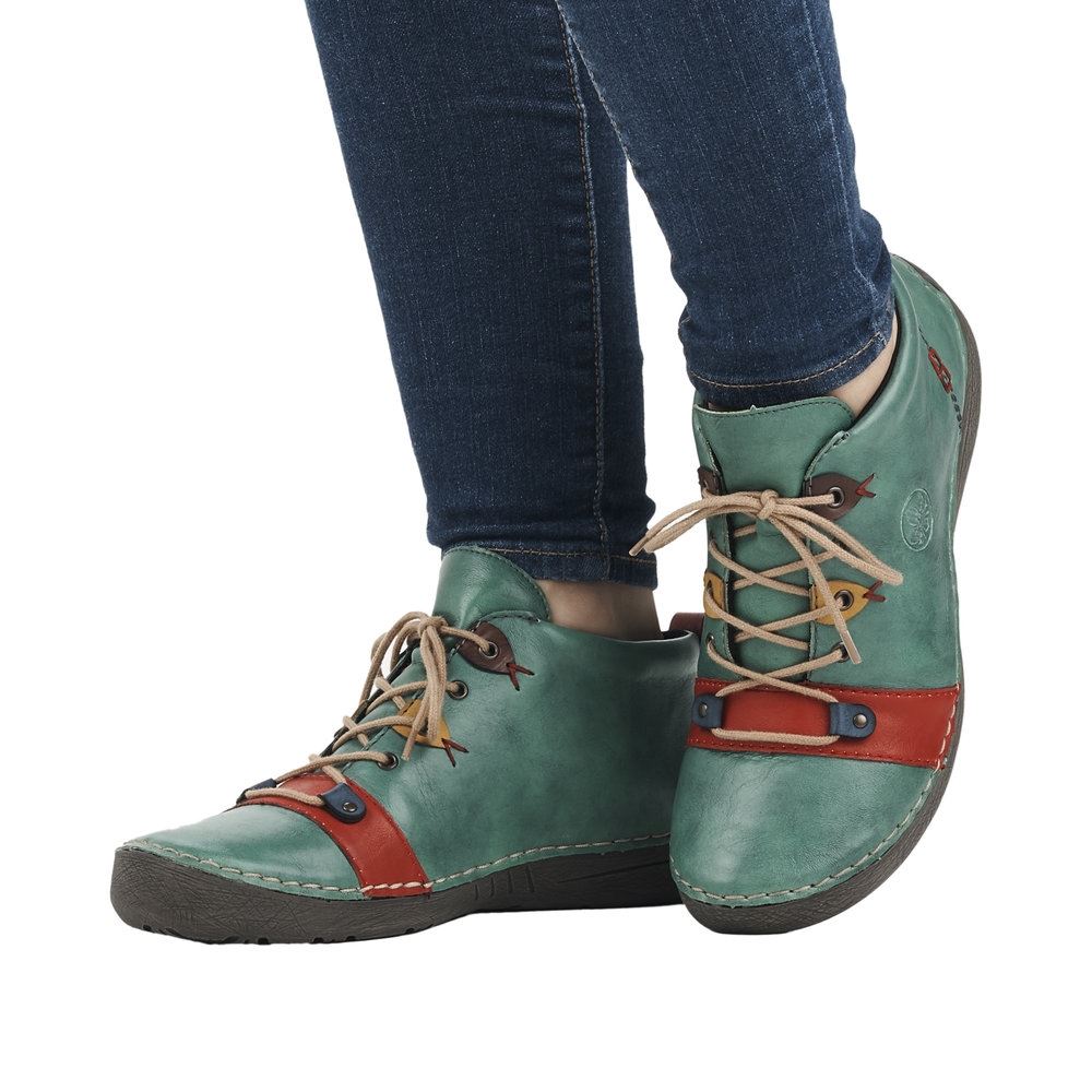 Rieker Antistress Damen Schnürschuh mehrfarbige Ösen grün S23  52507-52 