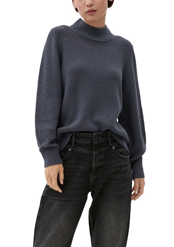 s.Oliver Damen Strickpullover Turtelneck Stehkragen weite Ärmel rosa, blau, schwarz S22  2123882 40 | 4082 LILAC/PINK | 