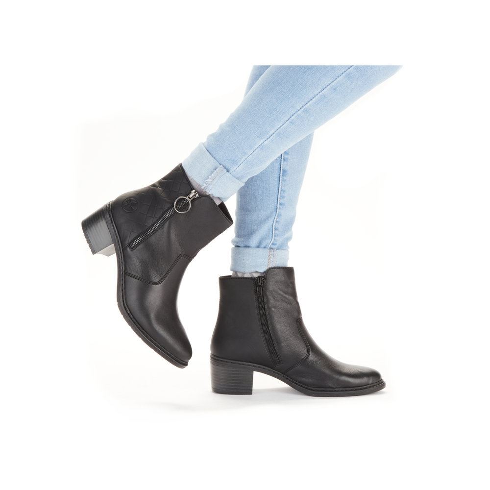 Rieker Antistress Damen Stiefelette Leder komfortweite schwarz S23  70150-00 
