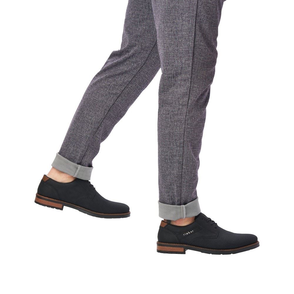 Rieker Antistress Herren Schnürschuh klassisch strukturiertes Obermaterial schwarz S22 14614-00 40 | schwarz/schwarz | G