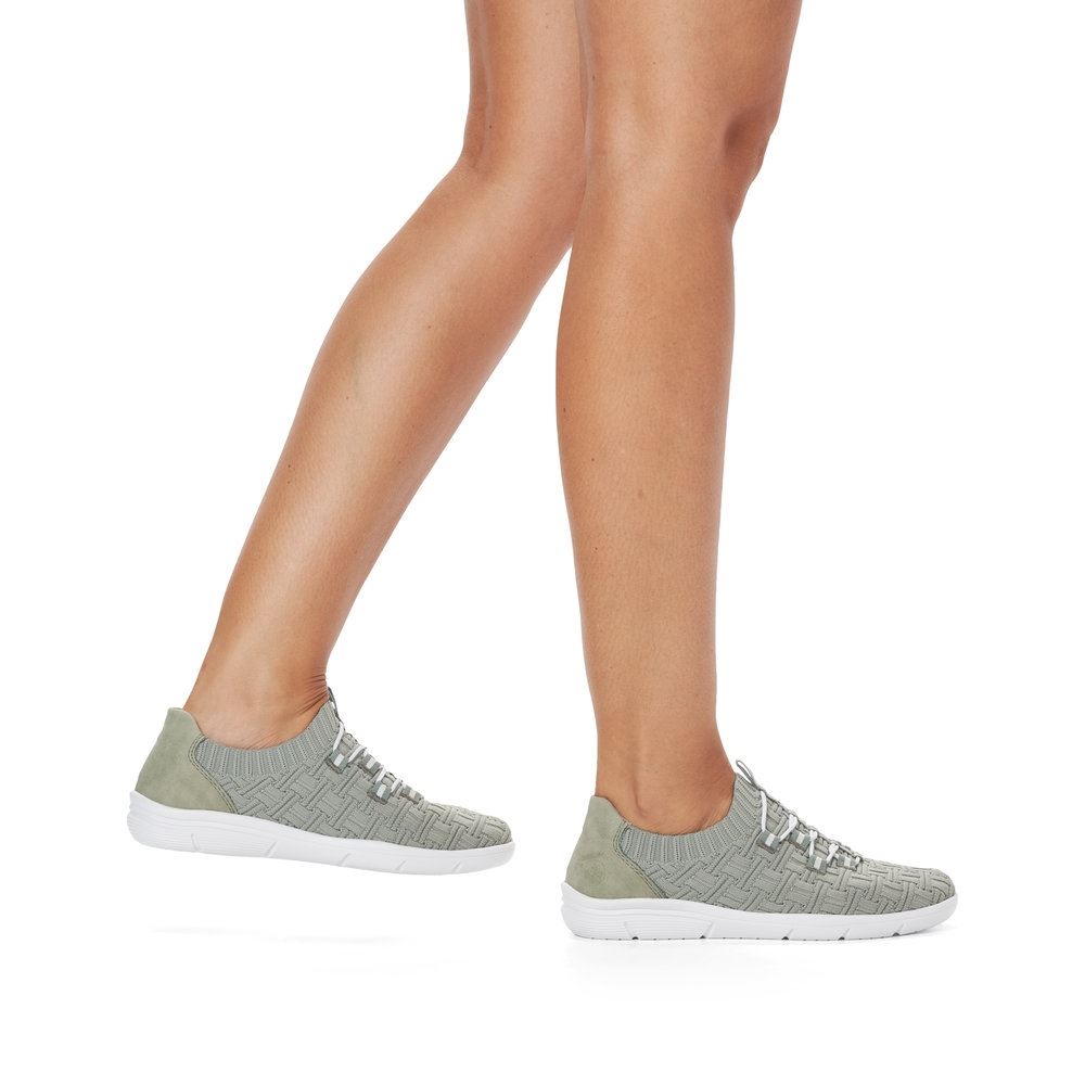 Rieker Antistress Damen Slipper Schlupfschuh Wechselfußbett Textil grün S13 L7463-52 