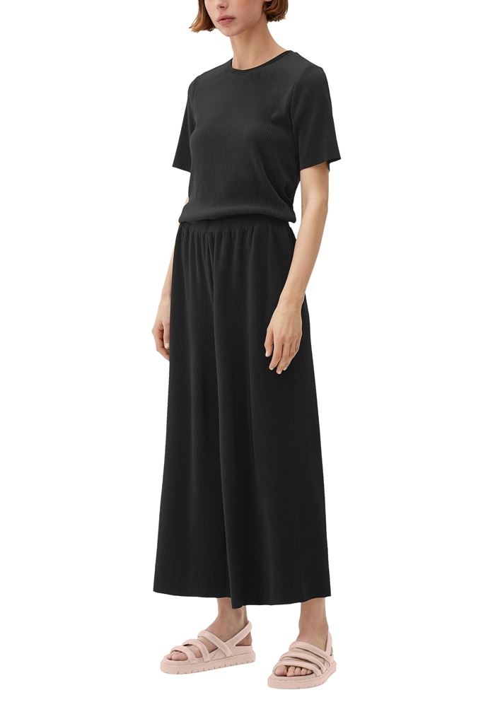s.Oliver Regular: Culotte mit Plisséefalten grün, schwarz S13  2129625 