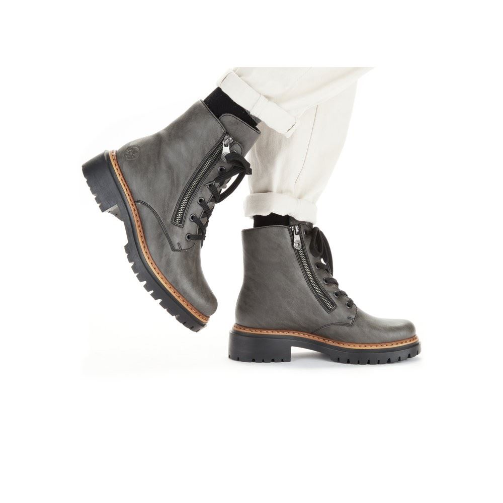 Rieker Antistress Damen Schnürboots Stiefelette grau S22 72611-45 38 | smoke | F