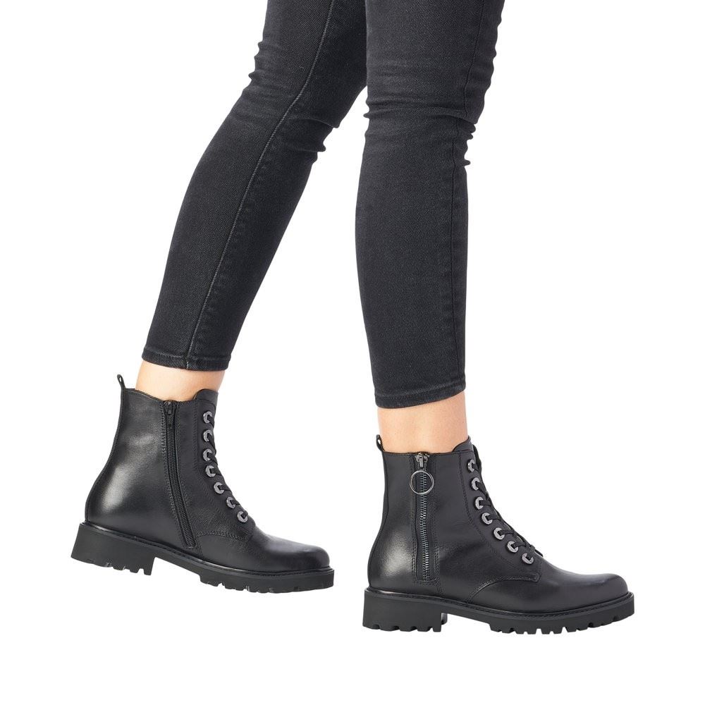 Remonte Damen Schnürstiefelette Leder schwarz S22 D8671-01 
