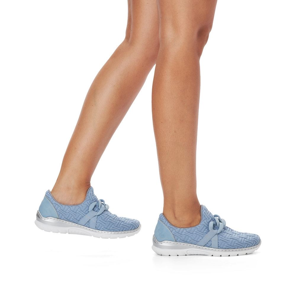 Rieker Antistress Damen Slipper Textil Kettendetail blau S13 L3270-12 