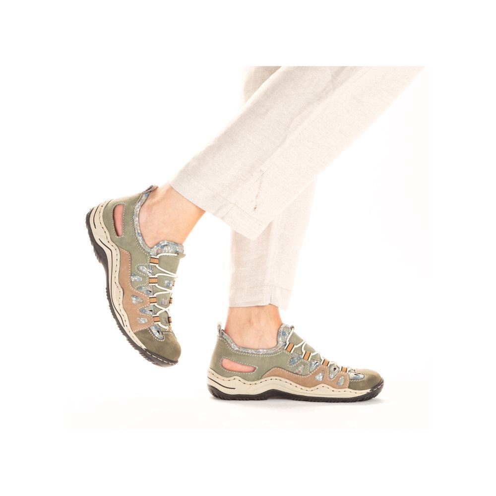 Rieker Antistress Damen Slipper Schlupfschuh sportlich Wechselfußbett grün S13  L0539-52 