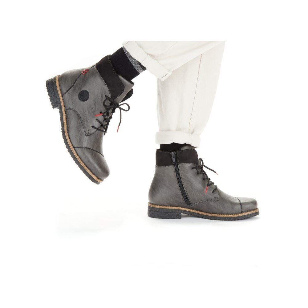 Rieker Antistress Damen Schnürboot grau S22  73533-45 42 | smoke/schwarz | F