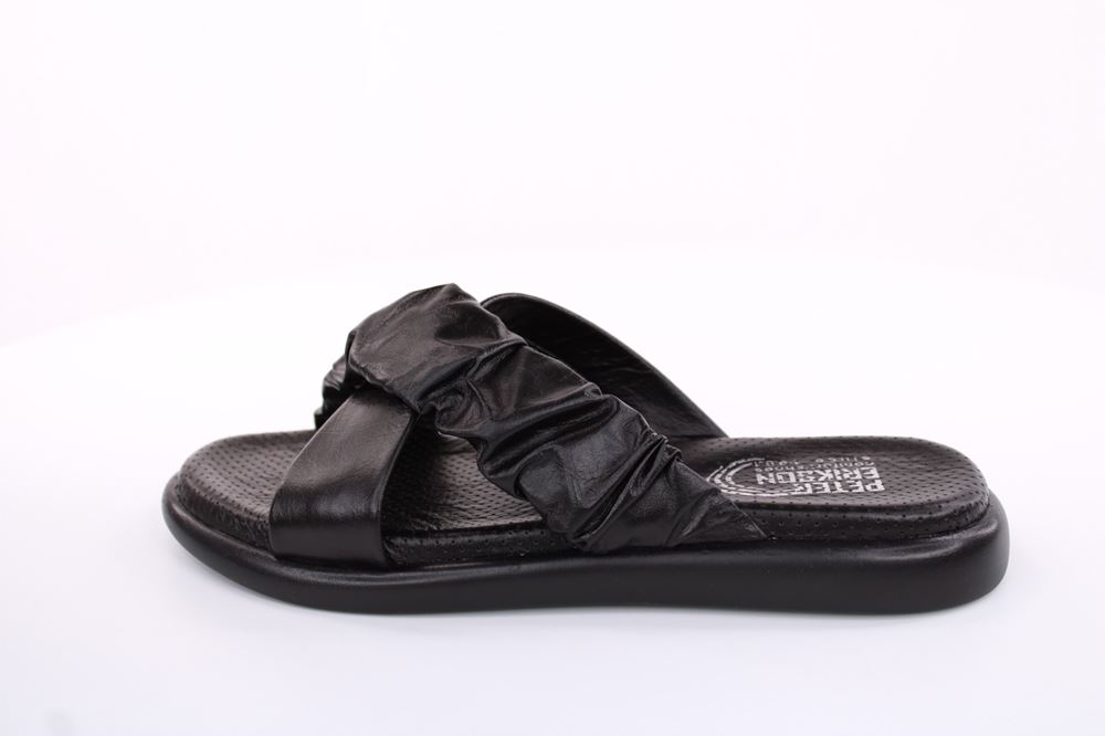 PETER ERIKSON Damen Pantolette Leder Comfort- Fußbett grün, schwarz S13 221511 