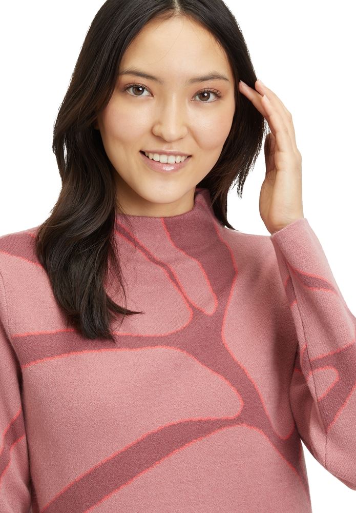 Betty Barclay Strickpullover Stehkragen grafisches Muster grün,rot S22 57981026 