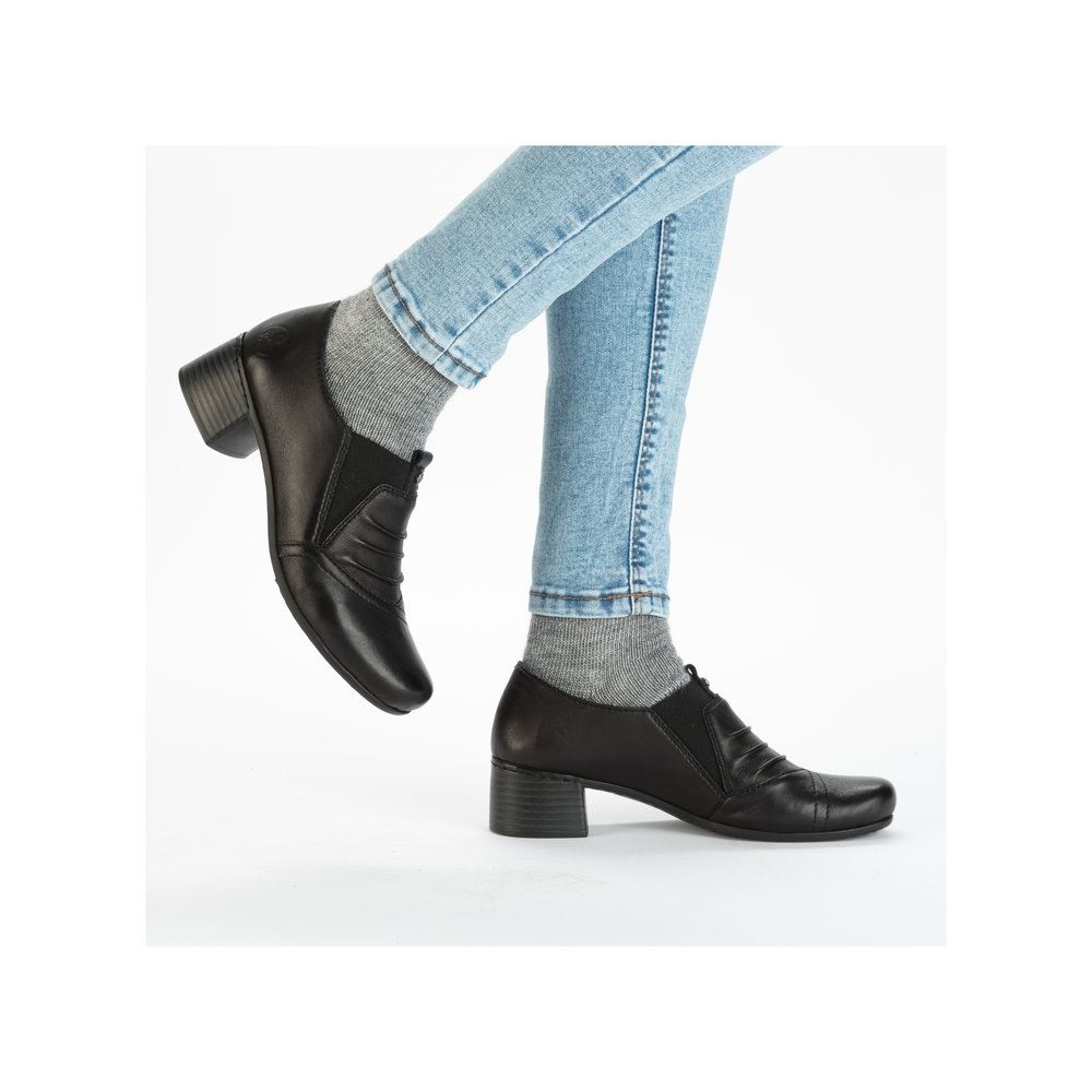 Rieker Antistress Damen Slipper Trotteur Leder Blockabsatz schwarz S23 41657-00 