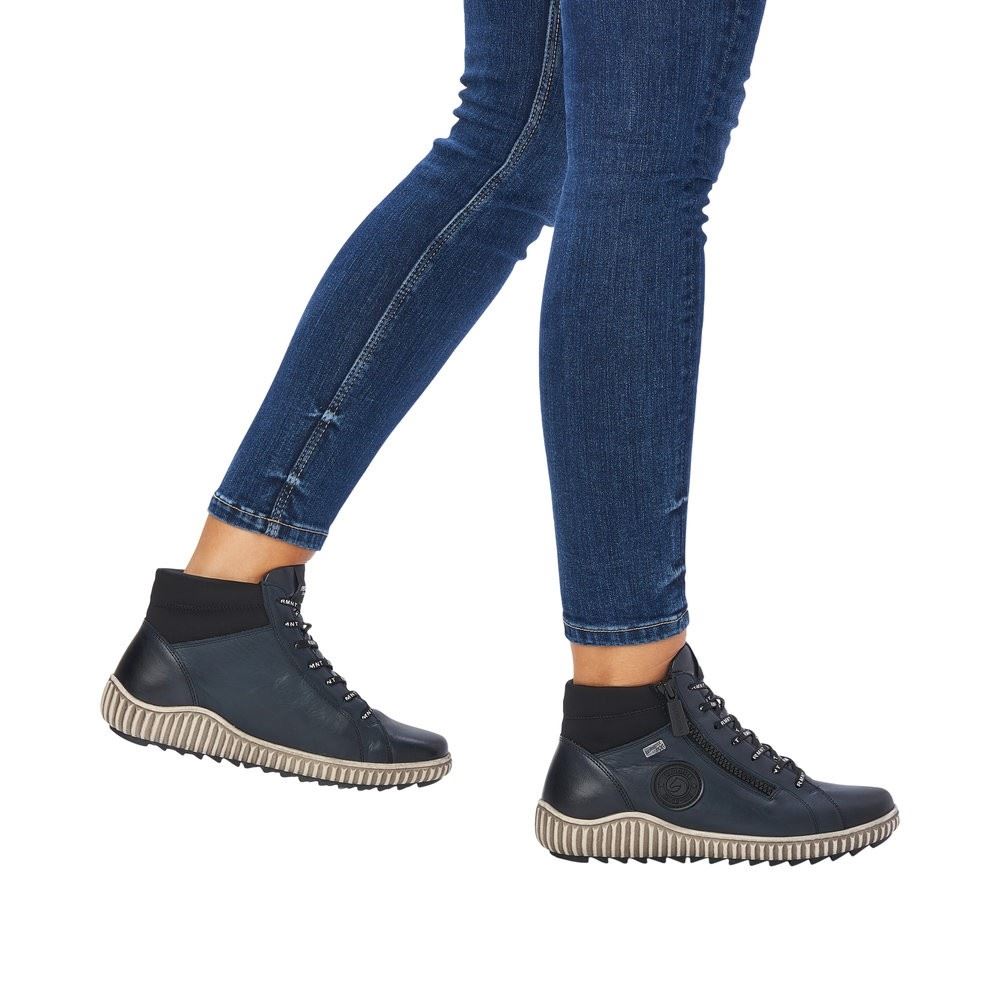 Remonte Schnürschuh Sneaker High Leder TEX-Membrane Wechselfußbett blau S22  R8272-14 38 | pazifik/nero/pa | G