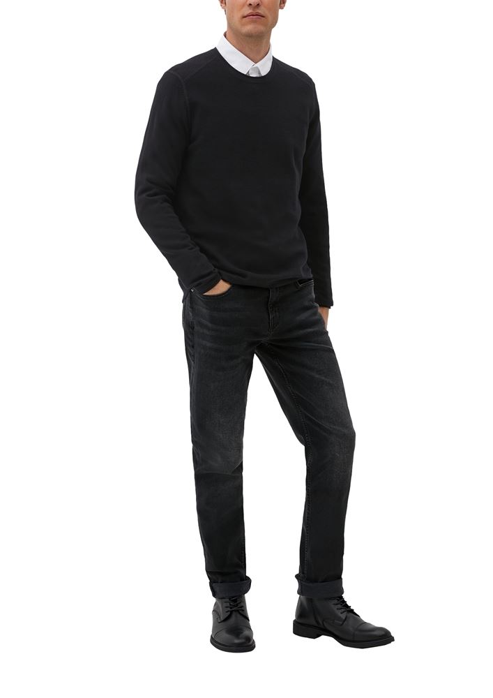 s.Oliver Strickpullover mit Rollsäumen S22 2124551 S | 9999 GREY/BLACK | 