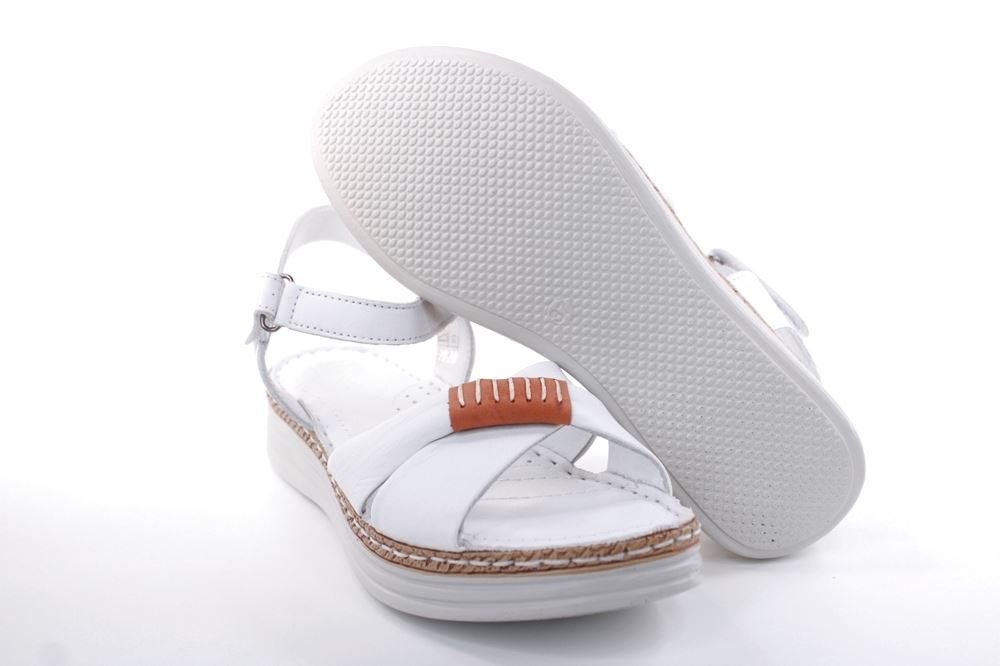 PETER ERIKSON Damen Sandale Leder Comfort- Fußbett weiß, grün S13 231533 