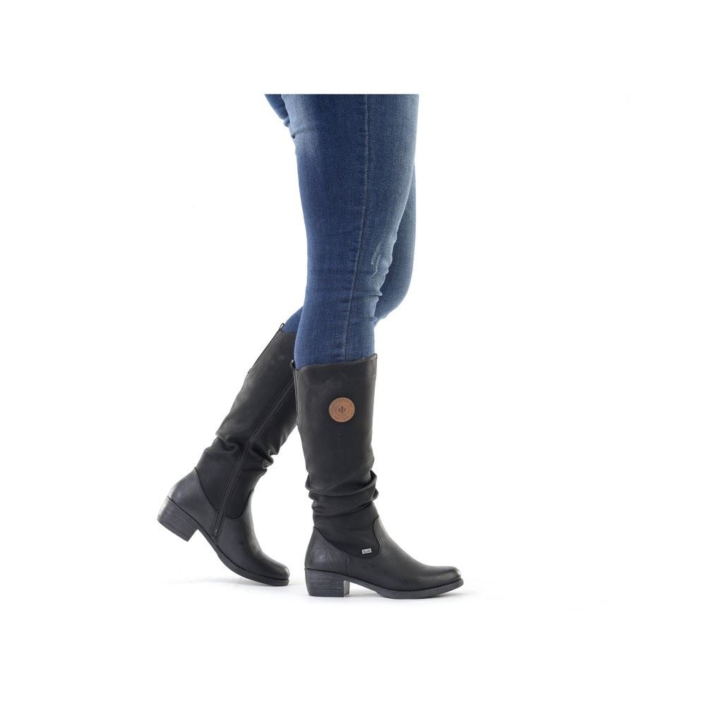 Rieker Antistress Damen Langschaftstiefel TEX- Membran kuscheliges Warmfutter schwarz S22 93157-00 40 | schwarz/schwarz | F