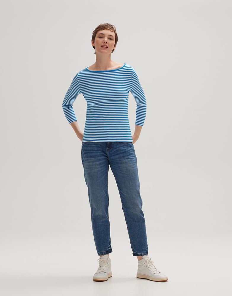 OPUS Shirt Sopili 3/4 Arm gestreift grün, blau S13  10144011138100 40 | 60019 blue up | 