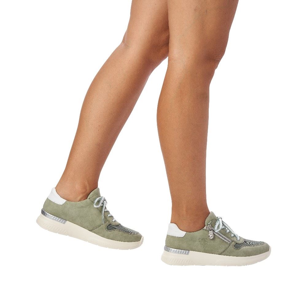 Rieker Antistress Damen Sneaker Reißverschluss Wechselfußbett grün S12  N4730-52 40 | pistazie/mint/w | G