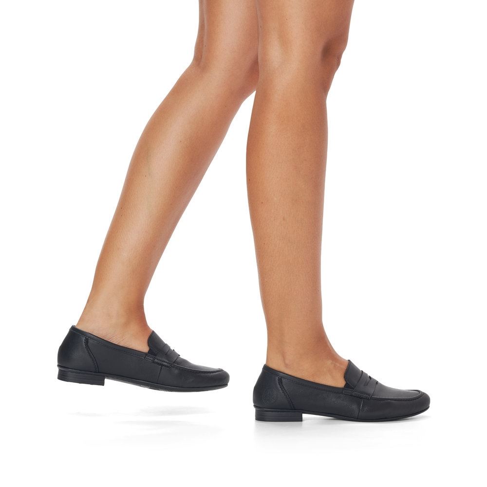 Rieker Antistress Damen Slipper Loafer elegant Leder schwarz S13 51954-01 