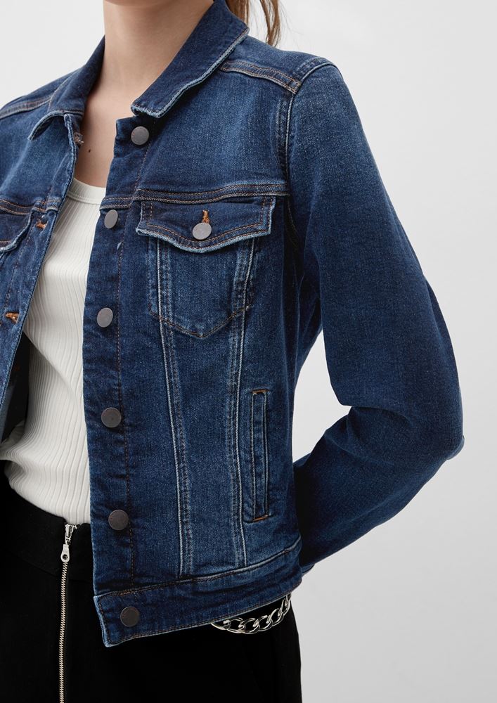 QS designed by  Jeansjacke aus Baumwollstretch blau S23  2132801 