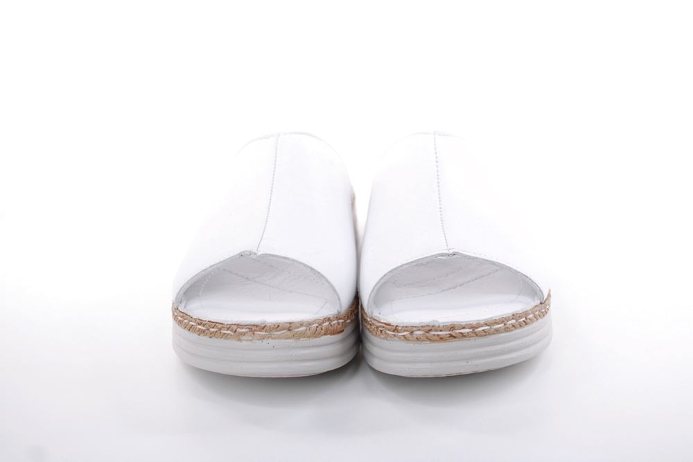PETER ERIKSON Damen Pantolette Leder Comfort- Fußbett weiß, schwarz S13 231536 