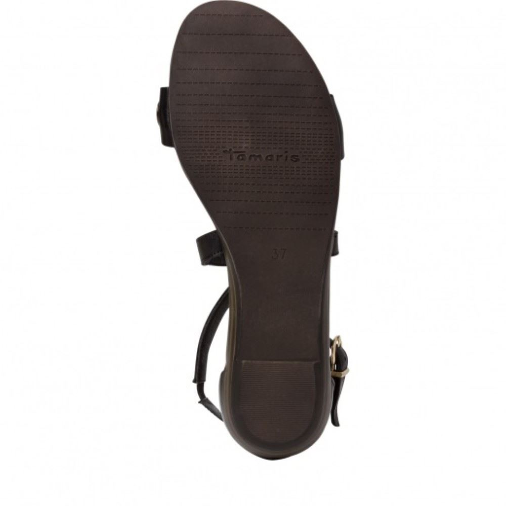 Tamaris Sandalette Fersenkappe Leder schwarz braun  1-1-28064-34 