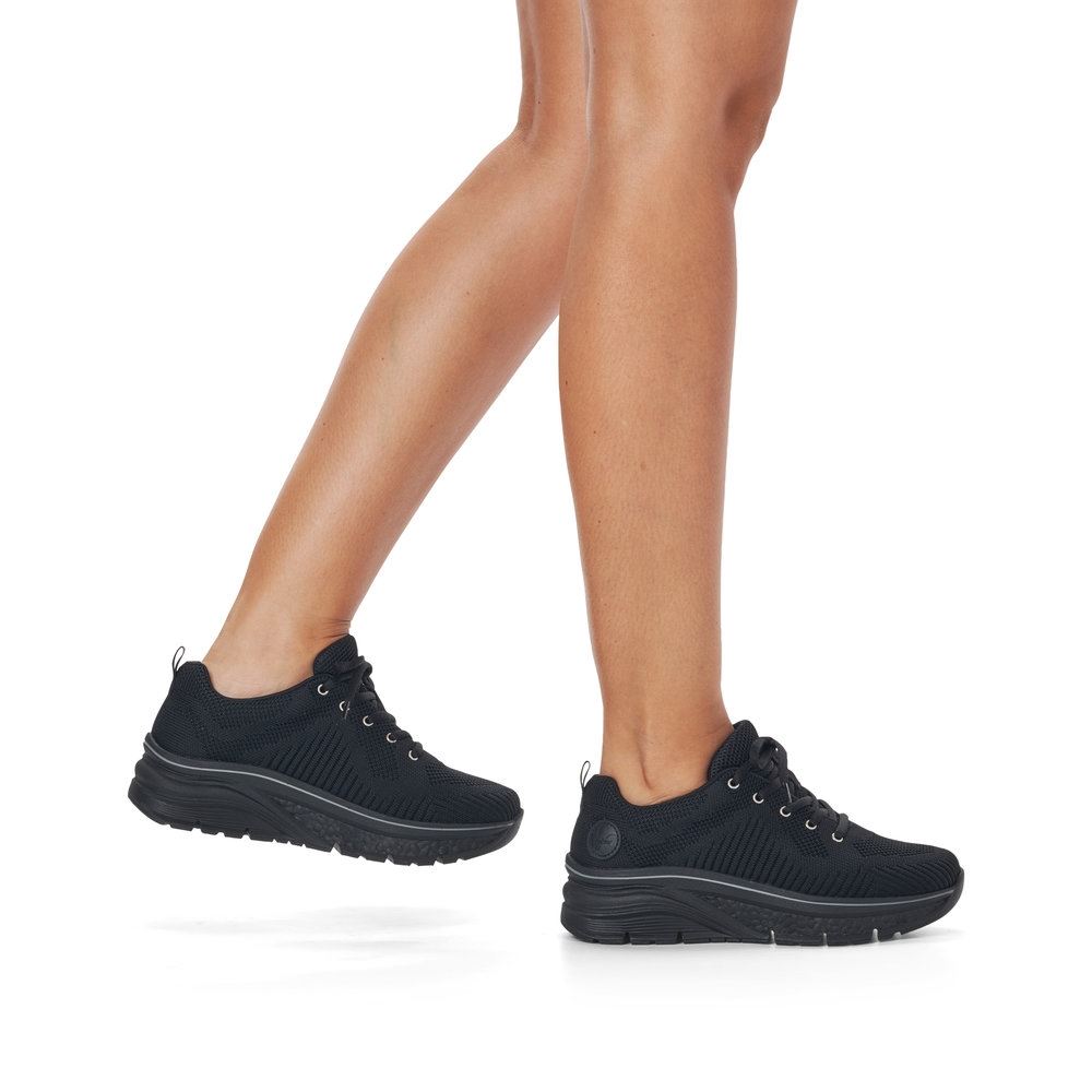 Rieker Antistress Damen Schnürschuh Sneaker Plateausohle Wechselfußbett schwarz S13 48022-00 