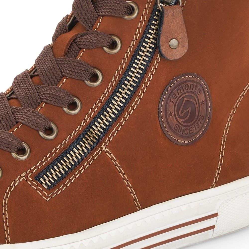 Remonte Sneaker High Top Nubukleder Reißverschluss braun S21 D0972-22 
