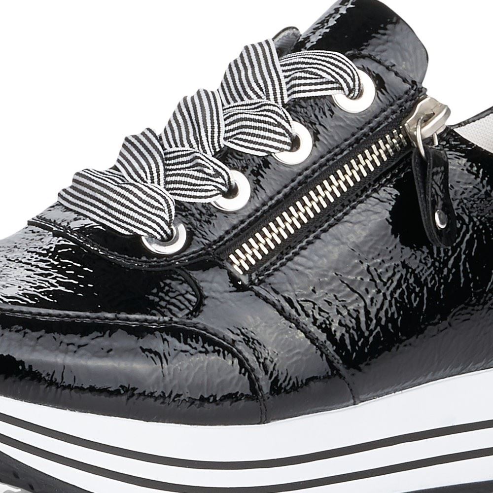 Remonte Sneaker Leder Reißverschluss schwarz softfoam D1302-02 42 | nero/black | G