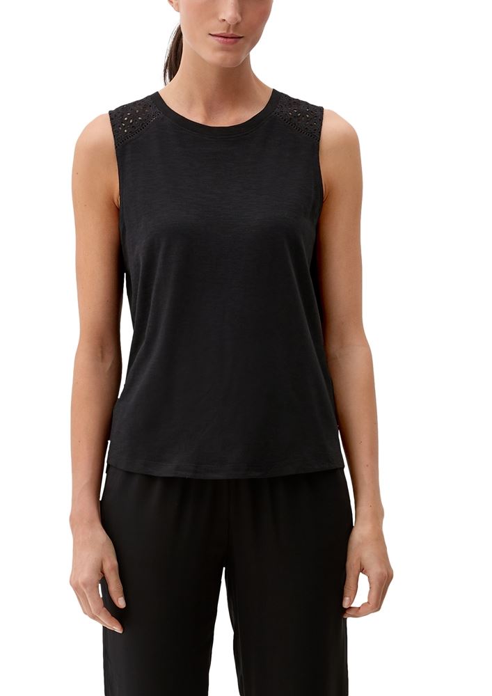 s.Oliver Top mit Lochstickerei weiß, orange, grün, schwarz S13  2129260 