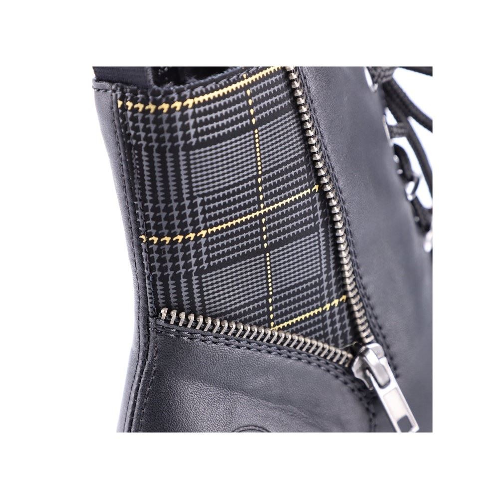 Rieker  Antistress Damen Stiefelette Zierreißverschluss Karomuster schwarz S22 Y0700-01 41 | schwarz/schwarz | F