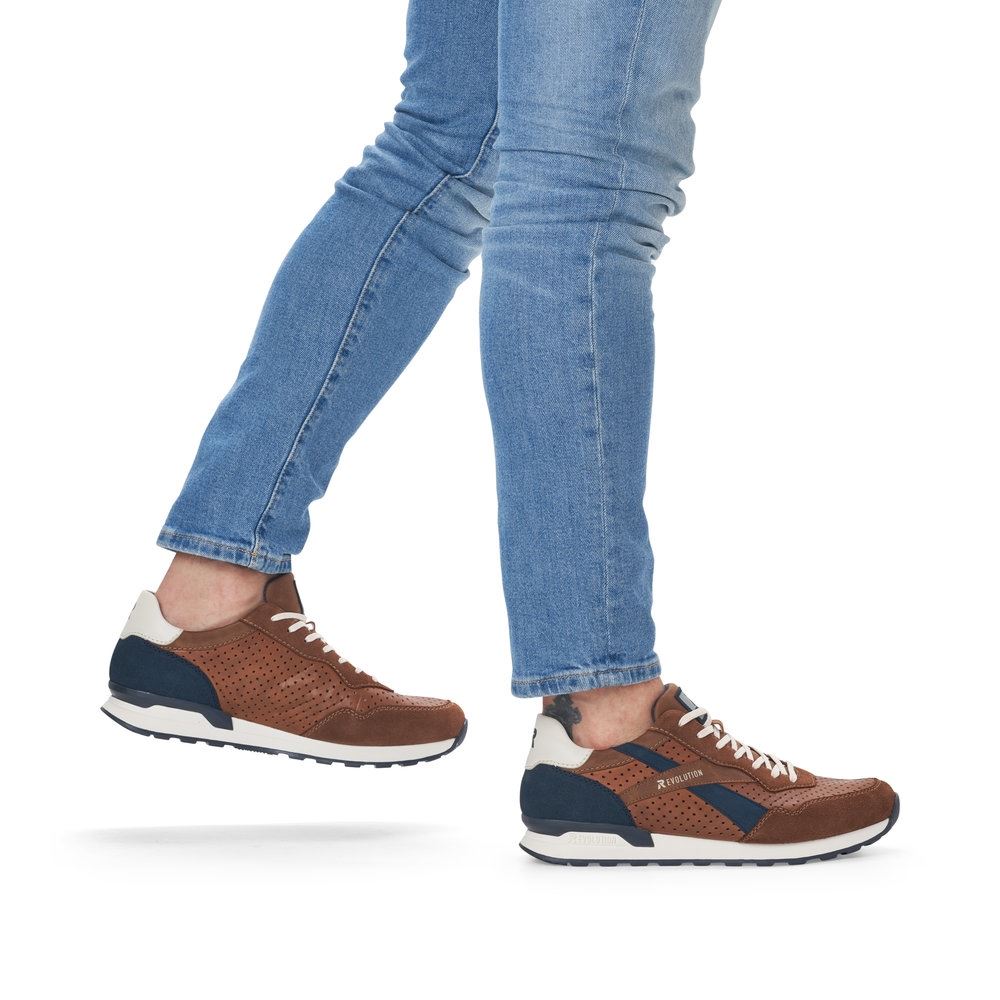 Rieker Evolution Herren Sneaker Halbschuh Leder Wechselfußbett durchbrochen braun S13 U0302-24 