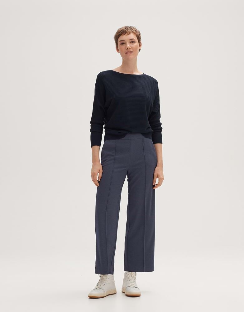 OPUS Strickpullover Pisol ECOVERO™ Viskose Mix U-Boot Ausschnitt  kurze Silhouette rosa, blau S13 10142110298171 40 | 60020 coal blue | 
