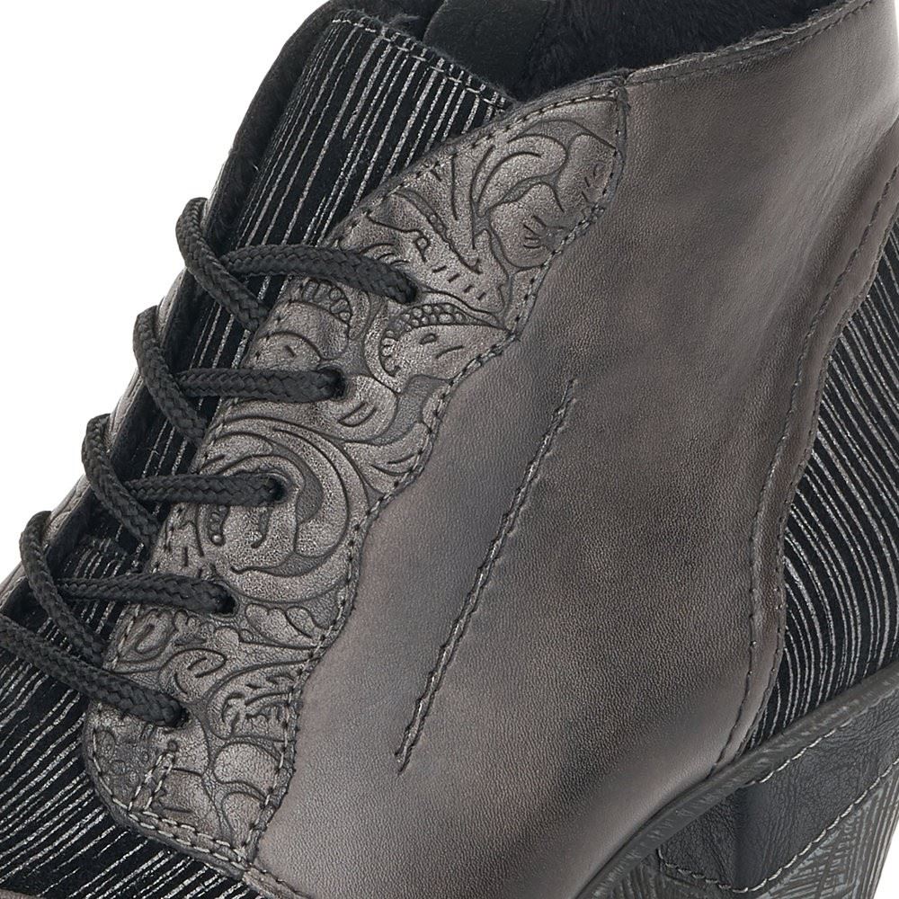 Remonte Stiefelette Schnürstiefel Leder schwarz Absatz D8789 