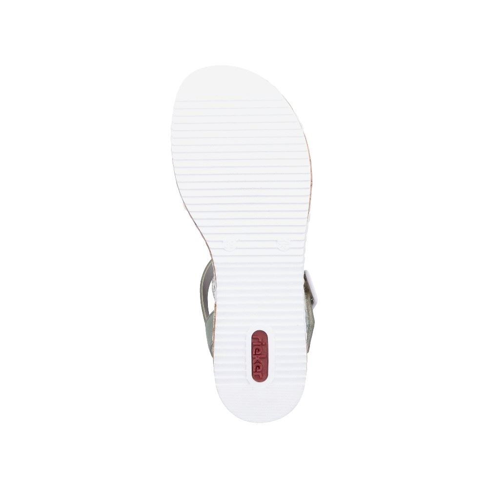 Rieker Sandalette Keilabsatz mintgrün perlweiß V3660-52 